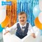 2-Pack Orange & Light Blue Foil Fringe Curtains 3.3x6.6ft Birthday Party Backdrop